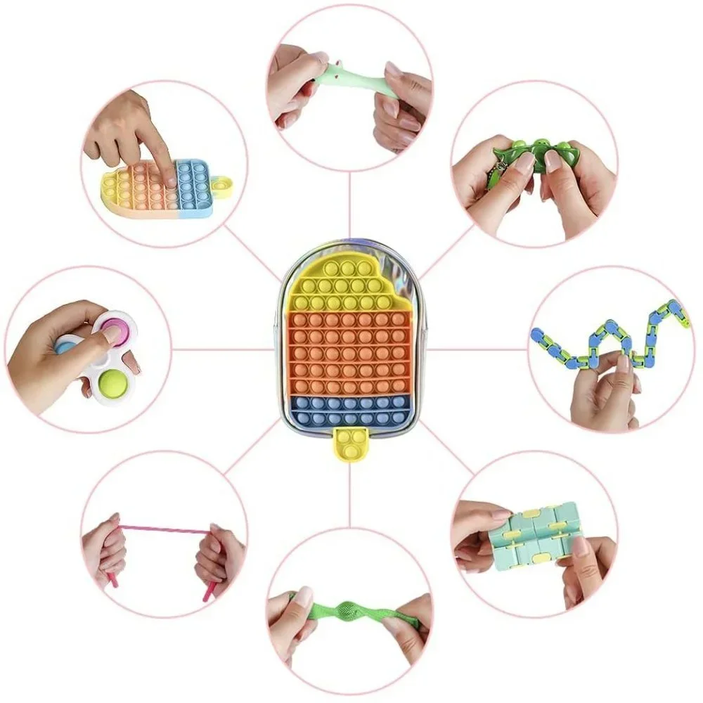 New Pop It Fidget Purse Popsicle Shoulder Bag with Sensory Fidget Toys - Picture 5 of 10